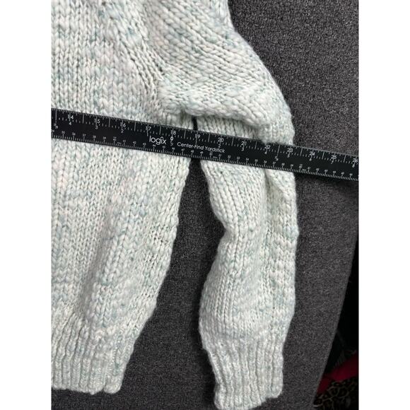 Gap Wool Blend Knit Sweater Womens L Marled Mint Color Boxy Crew Neck Crop - Picture 7 of 7